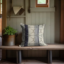 Load image into Gallery viewer, Navy Stripe double sided pillow case