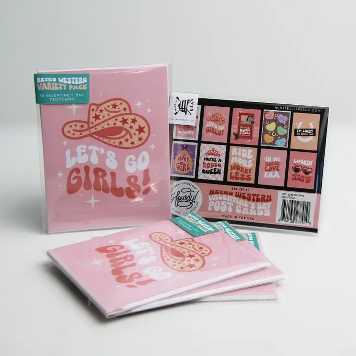 Western Retro Valentine postcards