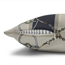 Load image into Gallery viewer, Navy Stripe double sided pillow case
