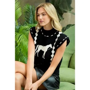 Sleeveless Horse Knit Vest